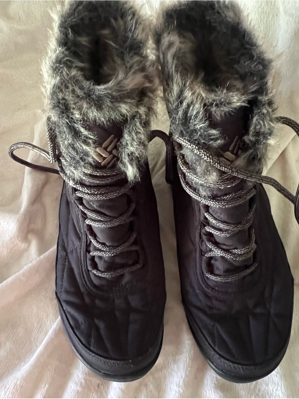 Columbia Women’s Black Faux-Fur Trim Winter Boots